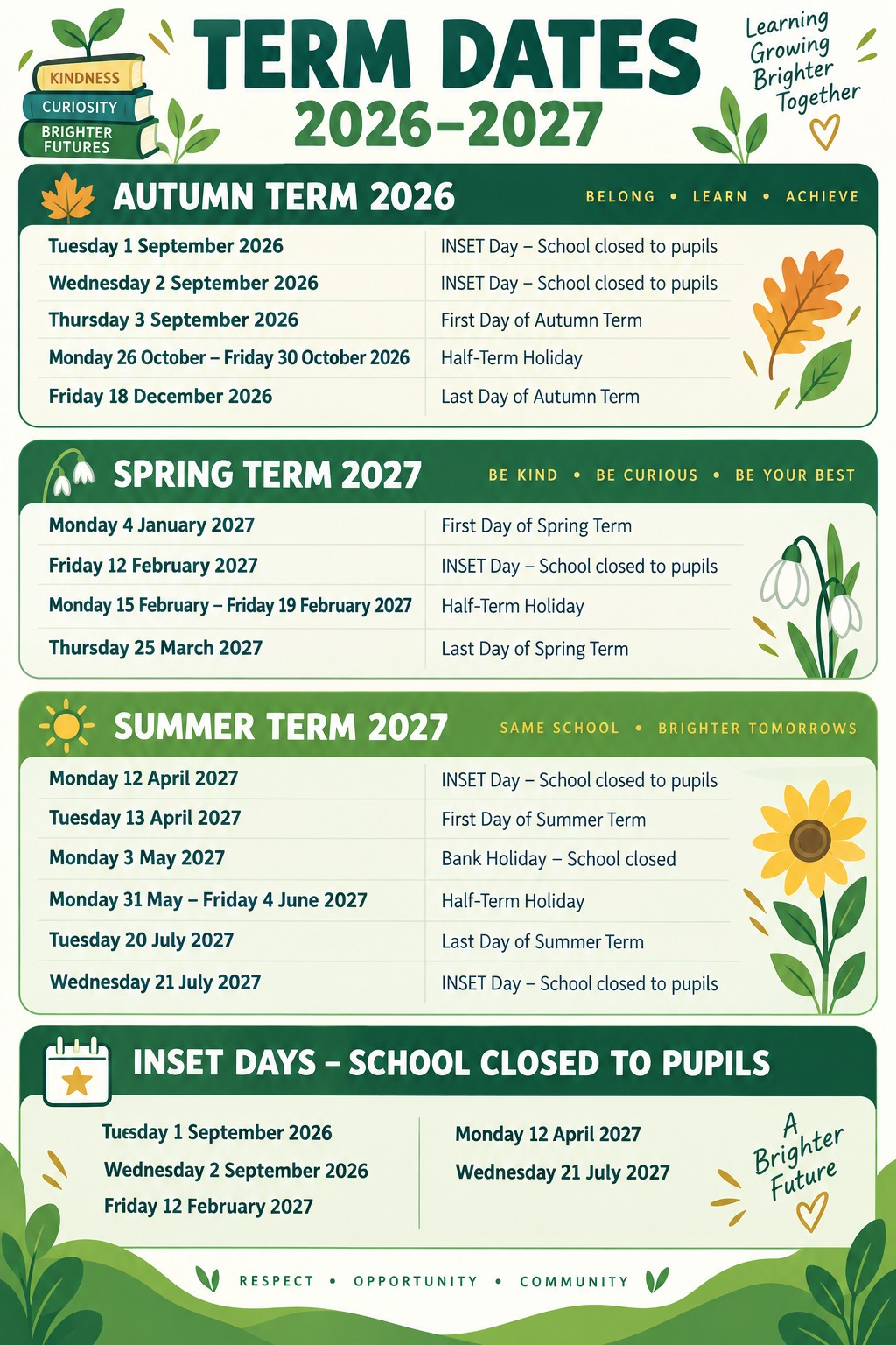 Term Dates 2026-2027 Image of term dates as listed above on this page.